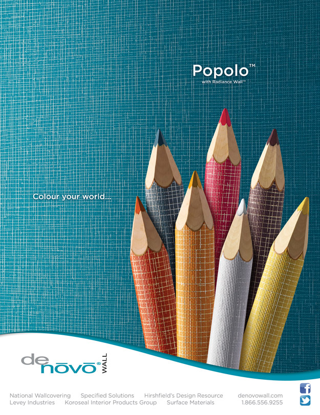 DeNovo Wall Popolo™ Wallcovering Advertisement for Interior Design Magazine